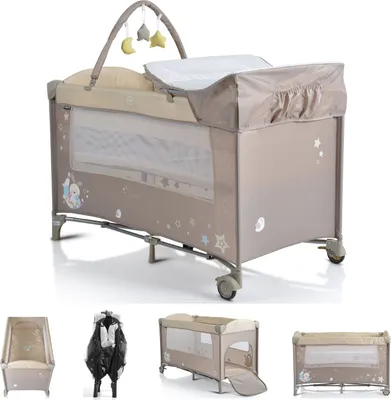 Produktbild von Moni Reisebett Sleepy Rollen, Wickelauflage, Matratze, Spielbogen, Seiteneingang beige braun