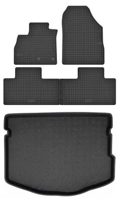 Image de Tapis en caoutchouc + bac de coffre pour Renault Scenic IV 2016-2022 (monospace/break) – 5 pièces, noirs, sur mesure