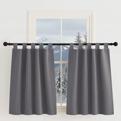 Immagine prodotto di Tende oscuranti Unyqoos®, set da 2, grigie, 90x125 cm (larghezza x altezza), con passanti – opache, termoisolanti e fonoassorbenti