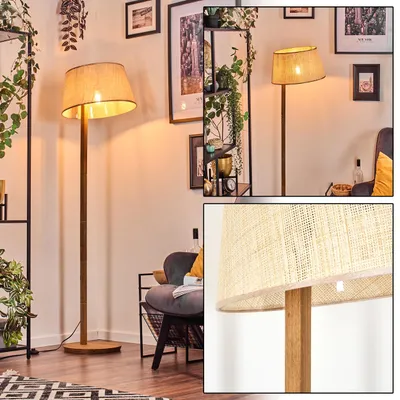 Produktbild von Reggio Stehlampe mit Holzfuß und Schirm aus Papiergeflecht