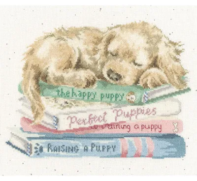 Produktbild von Stichmuster-Set für Kreuzstich, Marke Bothy Threads, Motiv: „Une vie de chien“ (Ein Hundeleben), Zählhilfe, Aida-Stoff, 14 Count, Größe: 30x26 cm