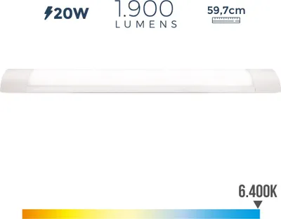 Image de Réglette Led 20w Froide éclairage Led Puissant 6400k - Edm