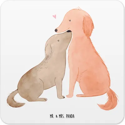 Produktbild von Mr. & Mrs. Panda Tischuntersetzer Hunde Liebe 6er Set - Weiß - Geschenk, Untersetzer Kunststoff, Herz, Glas-Untersetzer, Coaster, Vertrauen, Tassenuntersetzer, für Gläser