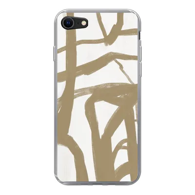 Produktbild von MuchoWow® Handyhülle Schutzhülle Hülle für iPhone 7 Braun - Weiß - Abstrakt Silikon Softcase Handy Hülle - Kartenhalter