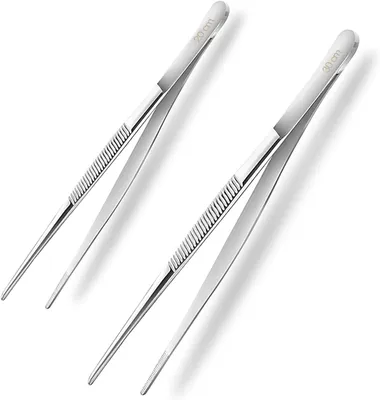 Produktbild von 10 Stück Küchenpinzette Edelstahl, 20 cm und 30 cm Pinzette Küche Professionelle Kochpinzette, Langlebige Fleisch und für Heimwerker und Alltag