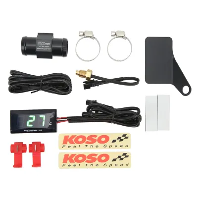 Zdjęcie produktu dla Cyfrowy miernik temperatury wody do motocykli, ultracienki, 12 V DC, wyświetlacz LCD z adapterem czujnika 22 mm, pasujący do większości motocykli, zielony