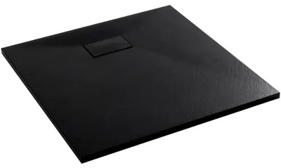 Produktbild von CERANO - Duschwanne, rechteckig, Modell Gusto - SMC/Mineralverbundwerkstoff - strukturierte, matte schwarze Oberfläche - 80x80x3 cm
