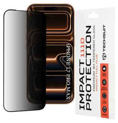 Obrázek produktu pro Techsuit - 111D Privacy Full Glue ochranné sklo pro iPhone 17 Pro Max – černé