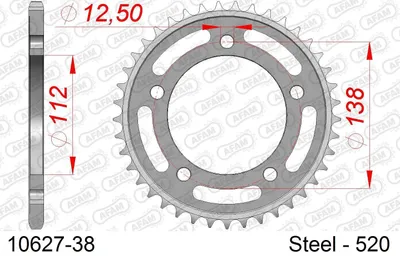 Produktbild von AFAM Kettenrad 10627-38 radseitig Hinten 0,57kg