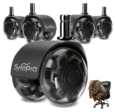 Produktbild von Bürostuhlrollen 10 mm, 5 Stück, Polyurethan, Hartböden, schwarz, für Büro