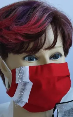 Produktbild von Textil Design Maske aus Baumwolle mit em Innenvlies - Tannenbaum Silberstreifen - 15891