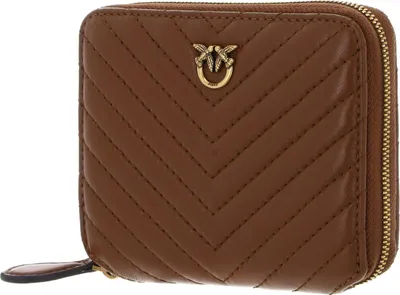 Produktbild von PINKO Geldbörse Taylor Zip Around Sheep Nappa Chevron Marrone - Leone - Antique Gold hellbraun