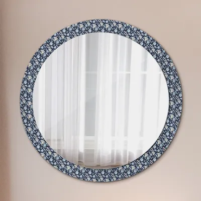 Produktbild von Ø90cm Spiegel - Glasrahmen mit Aufdruck - Wandspiegel Schlafzimmer - Boho Musterung