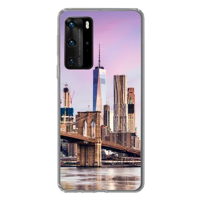 Produktbild von MuchoWow® Handyhülle Schutzhülle Hülle für Huawei P40 Pro Brooklyn Bridge und die New Yorker Skyline Silikon Softcase Handy Hülle - Schutz