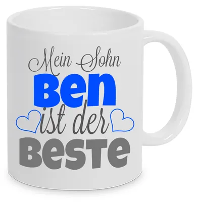 Produktbild von TassenKing - Mein Sohn "Name" ist der Beste. (kann mit jedem Namen individuell bedruckt werden) Kaffeetasse als Geschenkidee. Bester Sohn der Welt Tasse. Geschenk Sohn Tasse. Bester Sohn Kaffeetasse