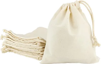 Produktbild von LEVIATAN Verpackung 10 Stück Baumwollebag Baumwollbeutel 17 x 20 cm Stoffbeutel mit Kordelzug Lunchsack Kosmetikbeutel Schmucksäckchen Zuziehbeutel  100 Standard