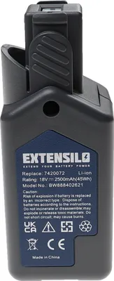 Produktbild von EXTENSILO Akku kompatibel mit Wolf Garten GTB 815, HSA 45 V, GT 815 Rasentrimmer Elektrosense (2500mAh 18V Li-Ion)