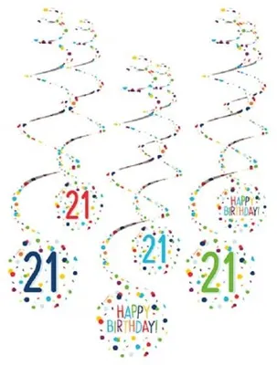 Produktbild von 6 Stück Spiralkonfetti-Girlanden, 21 cm, Papier
