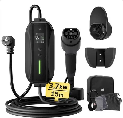 Zdjęcie produktu dla Kabel do ładowania typu 2, wtyczka Schuko, 15 metrów, 3,68 kW - Regulowany ładowarka do samochodów elektrycznych i pojazdów hybryd plug-in