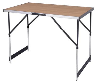 Produktbild von Klappbarer Campingtisch - Outdoor-Tisch - Aluminiumrahmen - Höhenverstellbar 73–94 cm - 100 x 60 cm - Für 4 Personen - Helleiche