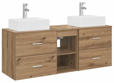 Immagine prodotto di vidaXL Set di 3 mobili da bagno in legno effetto rovere artigianale, 49,5 x 41 x 62,5 cm