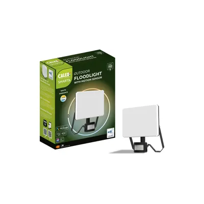 Obrázek produktu pro Venkovní LED reflektor Calex Smart s pohybovým čidlem, integrovaný LED modul, 2500 lm, IP54, ovládání pomocí aplikace a hlasu, černý