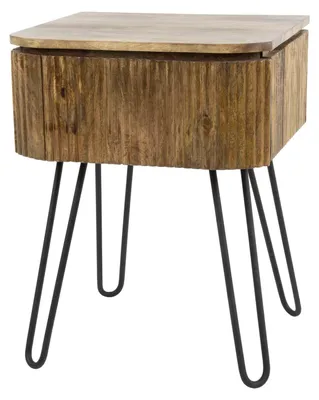 Obrázek produktu pro Noční stolek FURNLUX Welle, pískově hnědý a černý, 45 cm / Hlavní barva: hnědá / Rozměry: 45 x 60 x 40 cm
