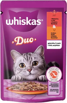 Zdjęcie produktu dla Whiskas Duo Mokra Karma Dla Kotów Z Wołowiną I Drobiem W Galaretce 85 G