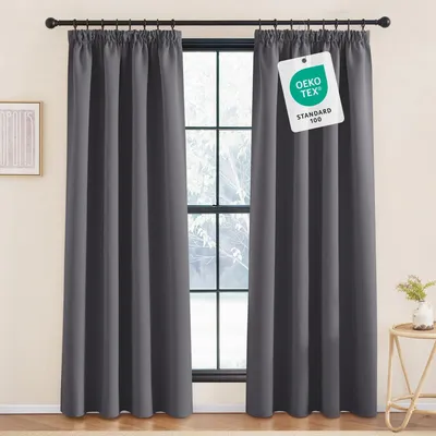 Obrázok produktu pre Omgoods – Čierne zatemňovacie závesy, 2 kusy – 140 x 220 cm – Štýlové do obývačky a spálne