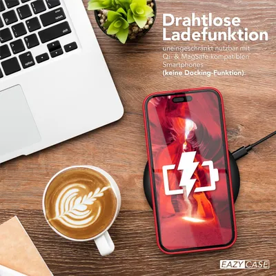 Produktbild von EAZY CASE Clear Hybrid Bumper Hülle für Apple iPhone 15 Plus, Handyhülle stoßfest mit Kameraschutz, Handycase dünn in Rot