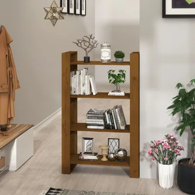 Produktbild von vidaXL Bücherregal/Raumteiler Honigbraun 80x35x125cm Massivholz Kiefer - Bücherregal - Bücherregale - Bücherschrank - Lagerregal