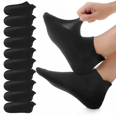 Produktbild von 10 Paar Sneaker Socken Herren Damen, Atmungsaktiv, Baumwolle, Kurz, Sportsocken, Laufsocken, Schwarz, Größe 47-50