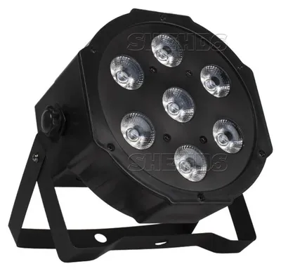 Imagen del producto de Iluminación escénica LED - Panel LED Par 7x18W RGBWA+UV - Juego de 4 unidades - Control DMX - Foco de escenario de 126W - Ideal para fiestas, DJs, iglesias, teatros - Enchufe europeo