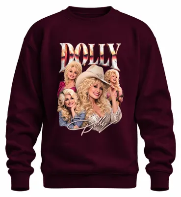 Obrázek produktu pro Dolly Parton, legenda country hudby, westernový motiv, mikina s kapucí, barva: vínová, velikost: S