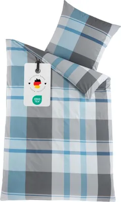 Produktbild von Renforce Bettwäsche 135x200 cm aus 100% Baumwolle - Kariert Aqua