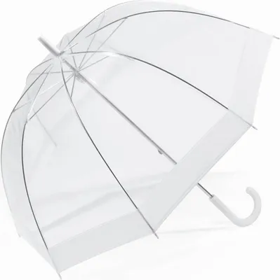 Produktbild von Regenschirm transparent durchsichtig weiß Hochzeit Glockenschirm happy rain