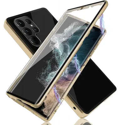 Produktbild von Für Samsung Galaxy S24 Ultra Handy Tasche 360 Magnet Glas Bumper Metall Hülle Etuis Case Cover