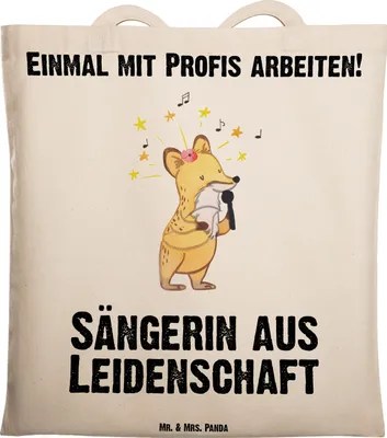 Produktbild von Mr. & Mrs. Panda Tragetasche Sängerin Leidenschaft - Transparent - Geschenk, Tasche, Shopping, Stoffbeutel, dokumententasche, Laptoptasche, Uni