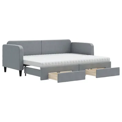 Obrázok produktu pre vidaXL Rozkladacia posteľ so zásuvkami Svetlo šedá 80x200 cm Látka
