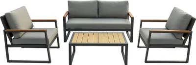 Produktbild von Gartenmöbel Lounge Outdoor Lounge Sitzgruppe Set 4tlg Balkon Lounge Taupe Sahara
