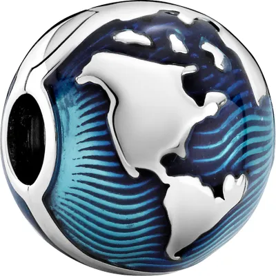 Zdjęcie produktu dla Pandora Blue Globe Clip Charm Silver 925 Summer Collection Moments 2021 Globe niebieska emalia 79942