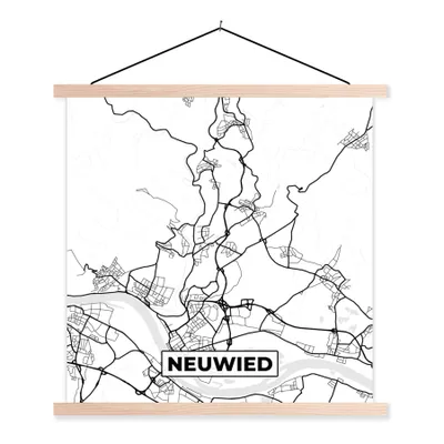 Produktbild von MuchoWow® Textilposter Neuwied - Karte - Stadtplan 40x40 cm mit holzfarbenen Rahmen - Posterleiste