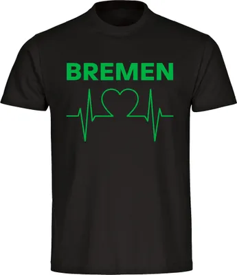 Produktbild von multifanshop Kinder T-Shirt - Bremen - Herzschlag, schwarz, Größe 176
