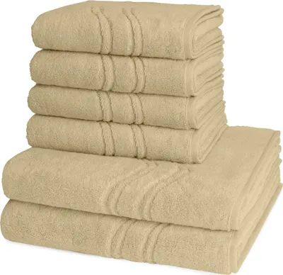 Produktbild von Ross Cashmere feeling 4 X Handtuch 2 X Duschtuch im Set Walkfrottee aus Baumwolle 520 g/m², Weich saugstark mit Aufhänger Kordel, Wellenmuster und gewebte Bordüre elegant