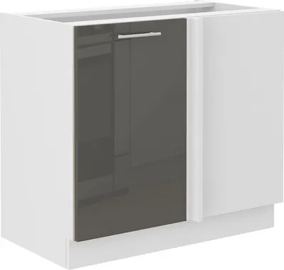 Produktbild von Lara Eckunterschrank 105 cm Grau Glanz + Weiß matt Küchenzeile Küchenblock Küche