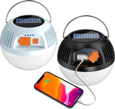 Produktbild von Solar Campingleuchte - Oplaadbare USB LED Zeltlampe - Wasserfest - 3 Modi - Outdoor Laterne für Power Bank - Wandern - Angeln - Jagd - Notfall - Garten
