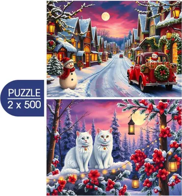 Produktbild von Bluebird Puzzle Weihnachts-Puzzle 2-in-1 - 500 Teile - Mehrfarbig