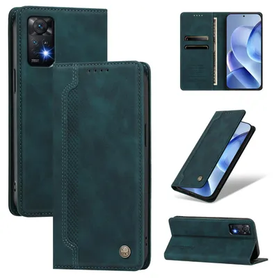 Produktbild von Handyhülle für Xiaomi Redmi Note 11 Pro 5G/4G/Note 12 Pro 4G, Leder Wallet Klapphülle mit Standfunktion, Stoßfeste Schutzhülle Grün