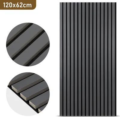 Produktbild von TolleTour Akustikpaneel Wandverkleidung 120x60x2.1cm MDF Akustikpaneele Wandpaneele 1x Grau