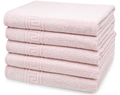 Produktbild von 5er Set Duschtücher, 80% Baumwolle, 20% Polyester, 70x140 cm, rosa